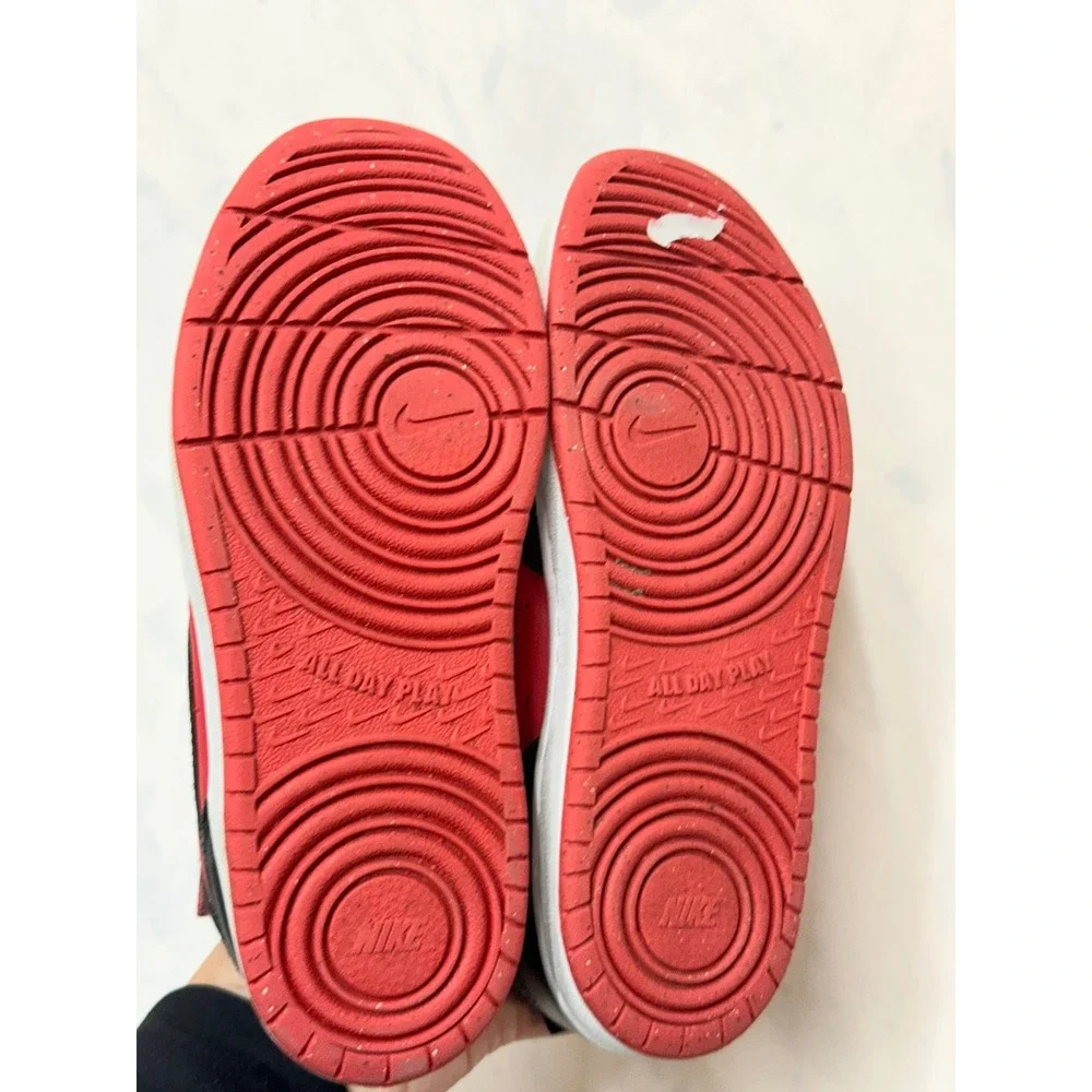 NIKE $78 Boys 2.5 University Red Black Court Borough Mid High Top Sneakers Box4